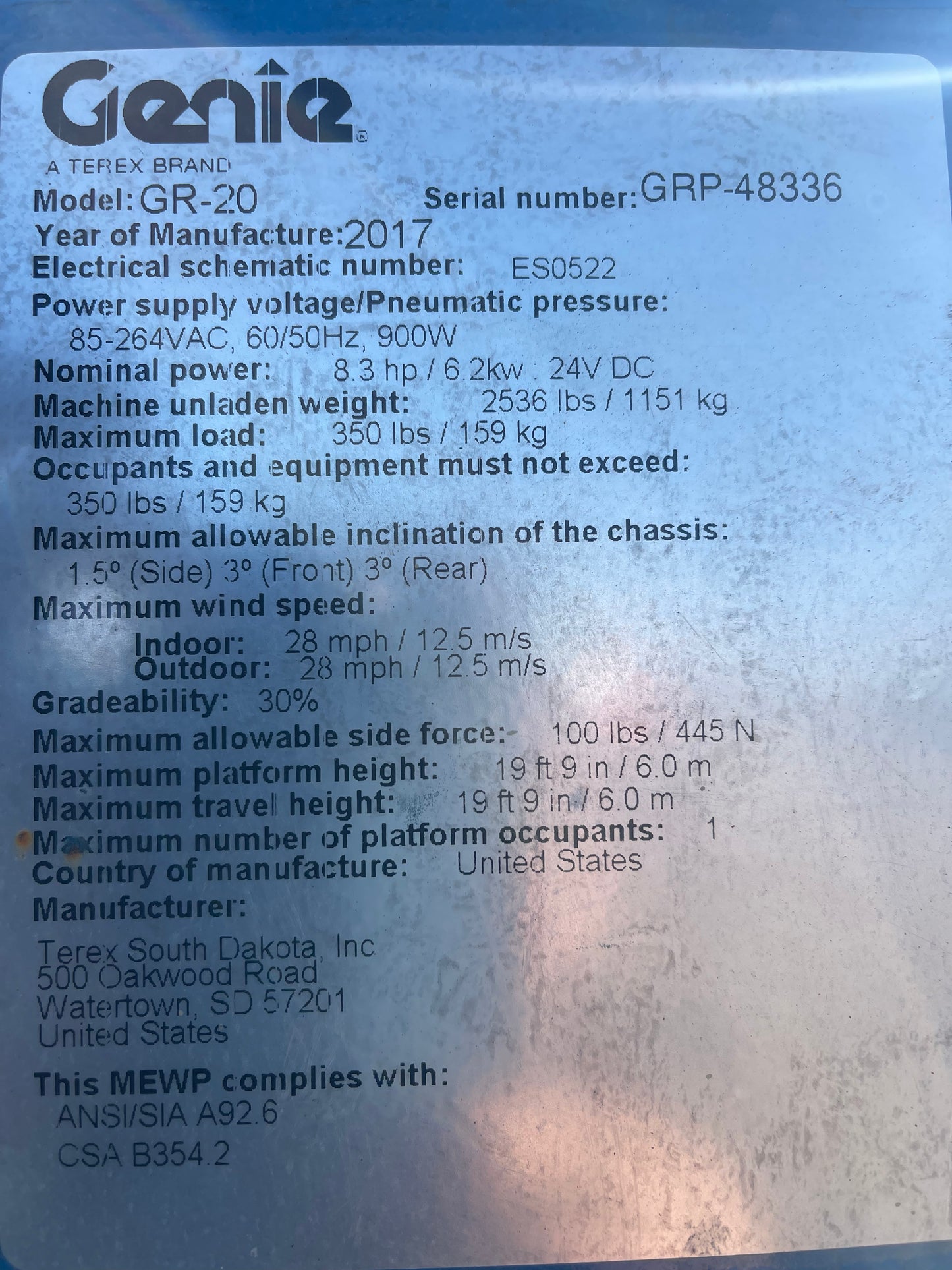 20' 2017 Genie GR-20 20ft -Two Year Warranty- Scissorlift (id.8336e)