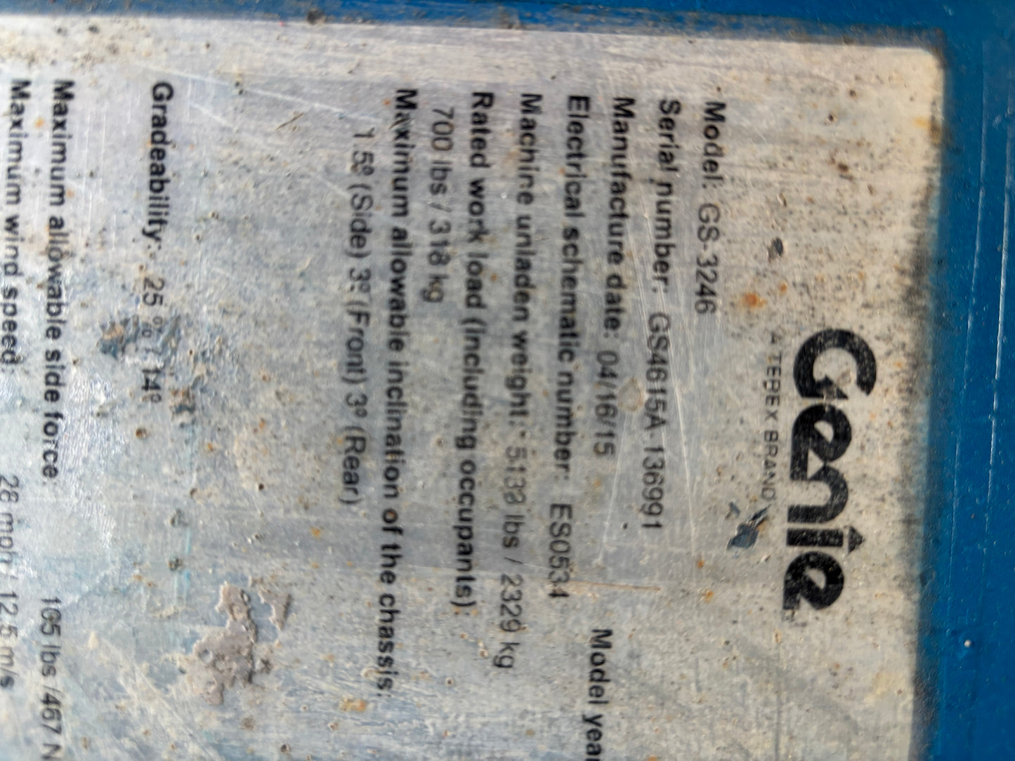 32' 2015 Genie GS-3246 -2 yr Warranty- Scissorlift (id.6991d)