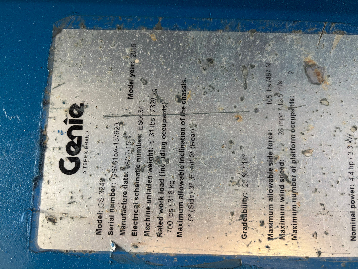 32' 2015 Genie GS-3246 -2 yr Warranty- Scissorlift (id.7920b)