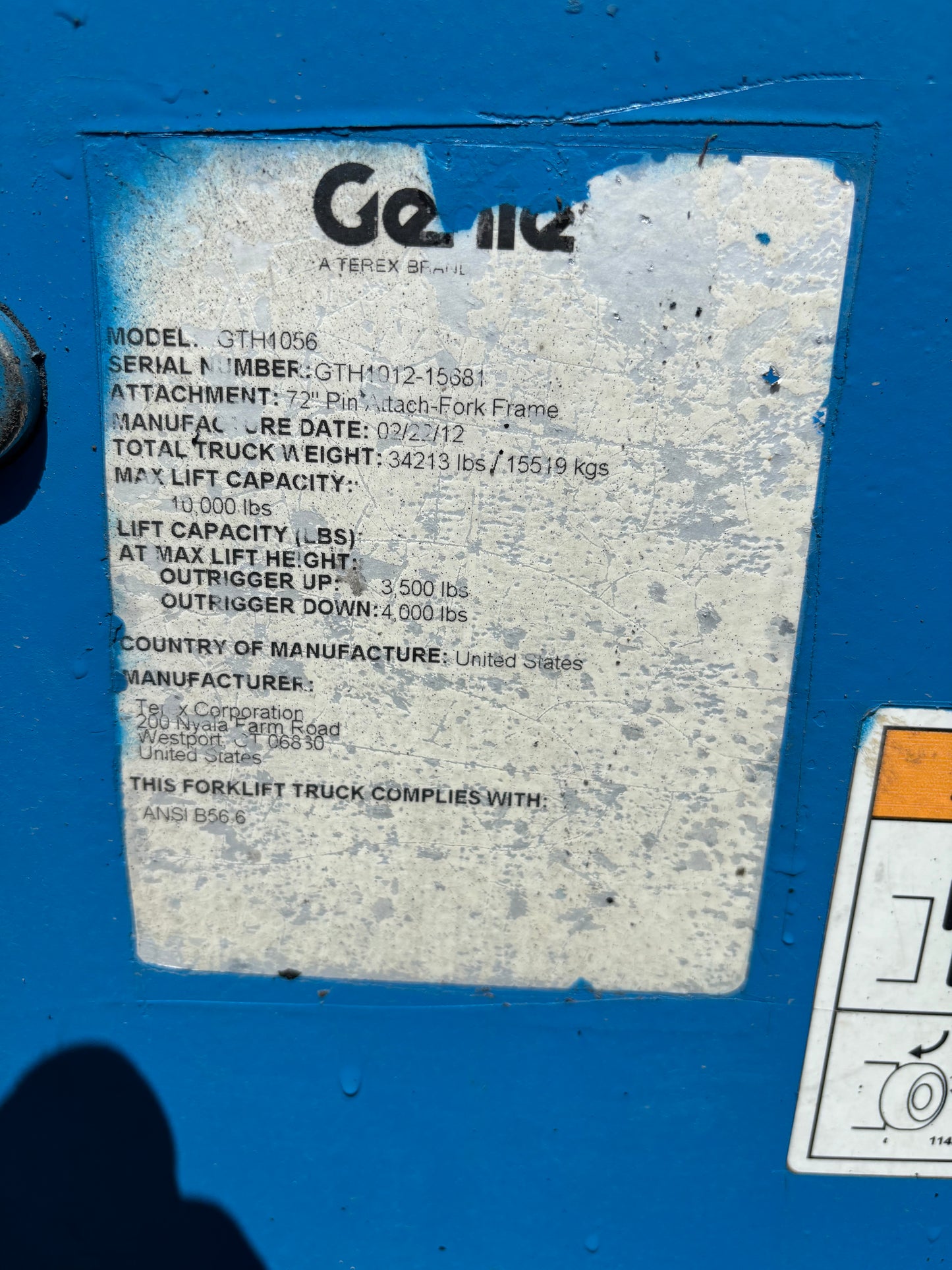 2012 Genie GTH-1056 Forklift Telehandler (id.5681)