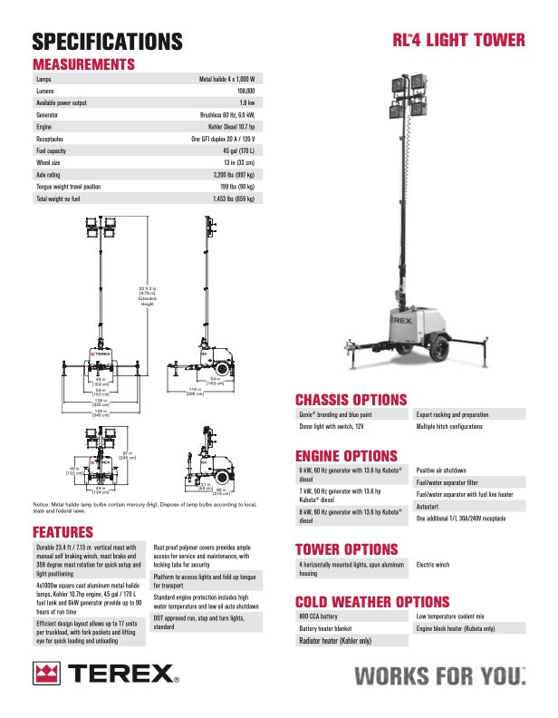 Terex RL4 6 kW Light Tower
