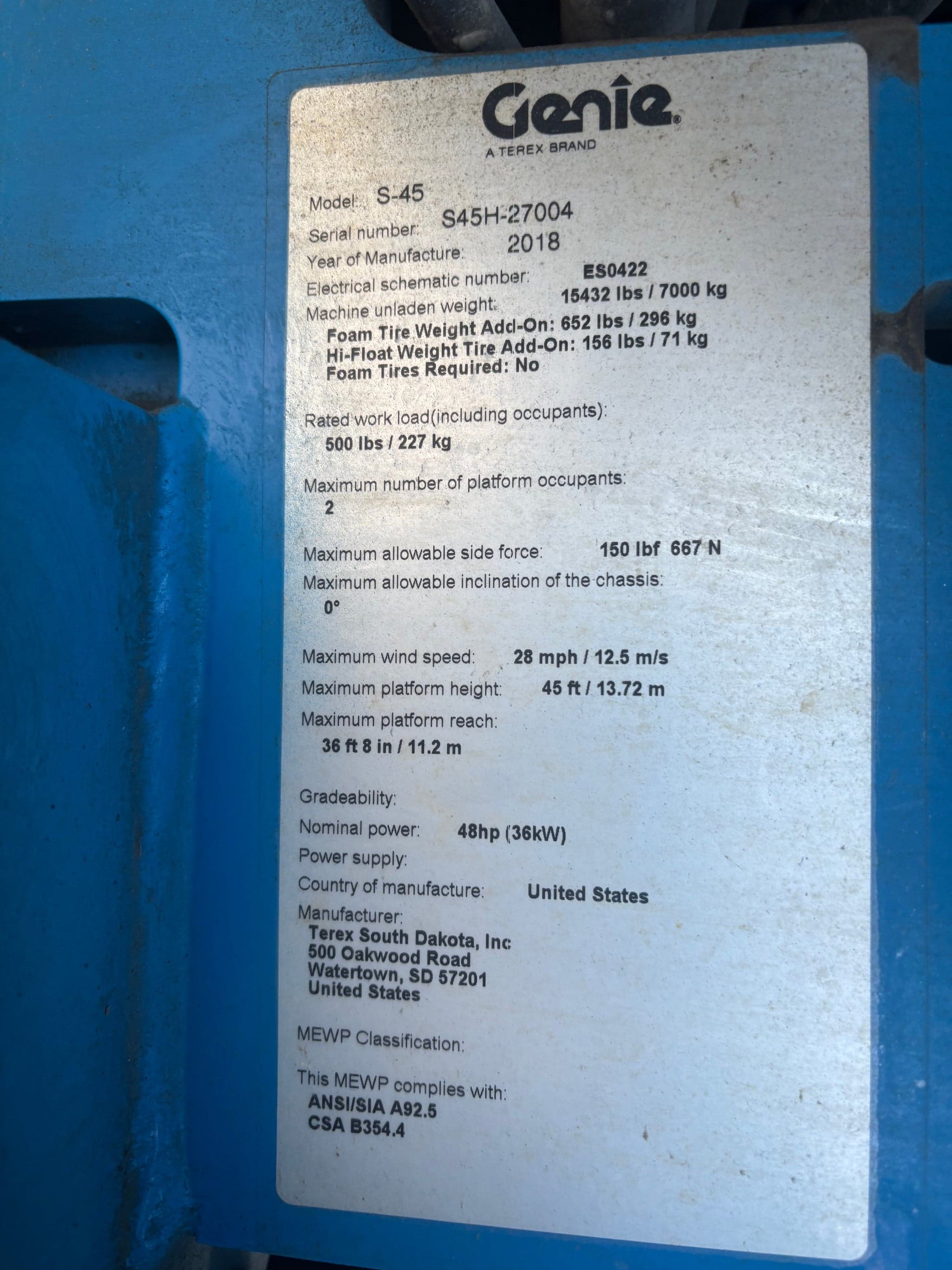 Versi Rentals – 2018 Genie S45 Boom Lift / Manlift | 3,612 Hrs | 1-Yr Warranty – equipment for sale – photo 10