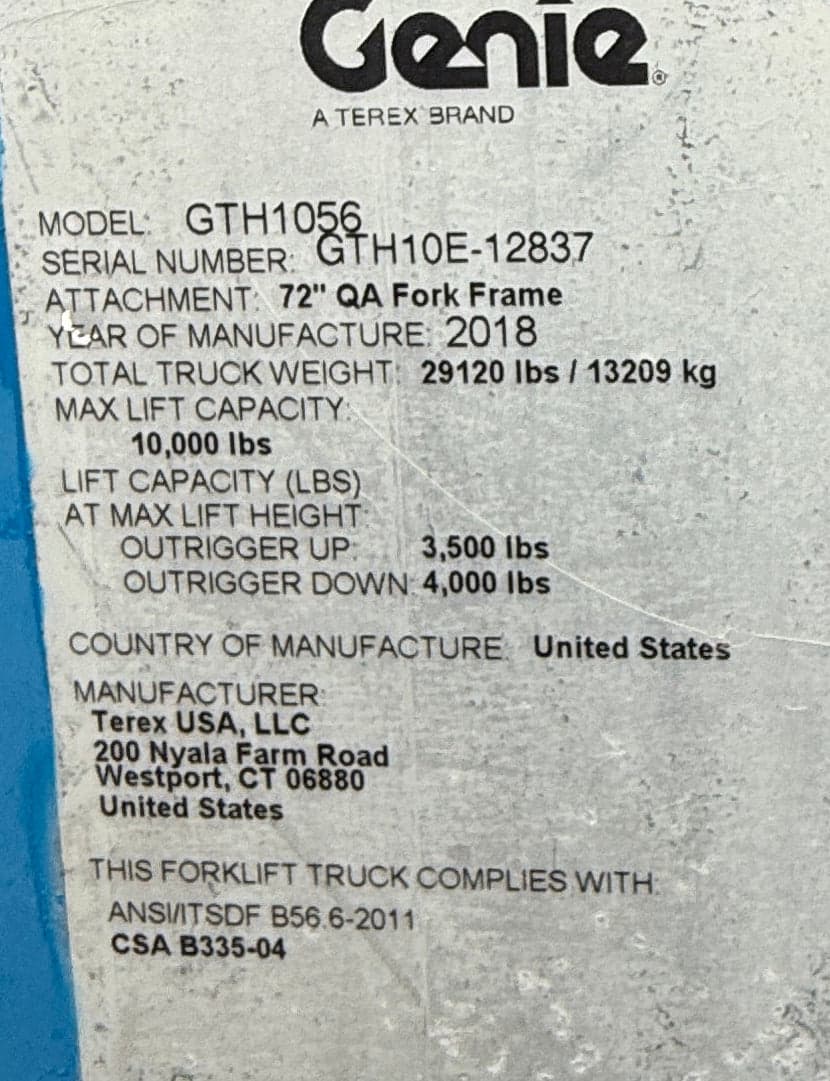 Versi Rentals – 2018 Genie GTH-1056 Telehandler/Forklift | 3,480 Hours | 1-Year Warranty Included | ID 2837 – equipment for sale – photo 14