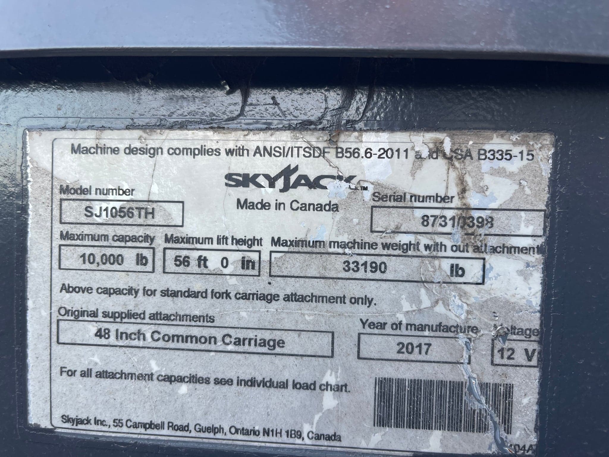 Versi Rentals – 2017 Skyjack SJ 1056TH Telehandler/Forklift | 3,123 Hours | 1-Year Warranty Included | ID 0398 – equipment for sale – photo 14