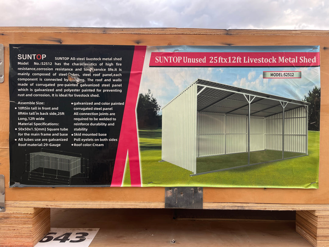 2025 New Suntop 25 ft x 12 ft Livestock Shelter Shed