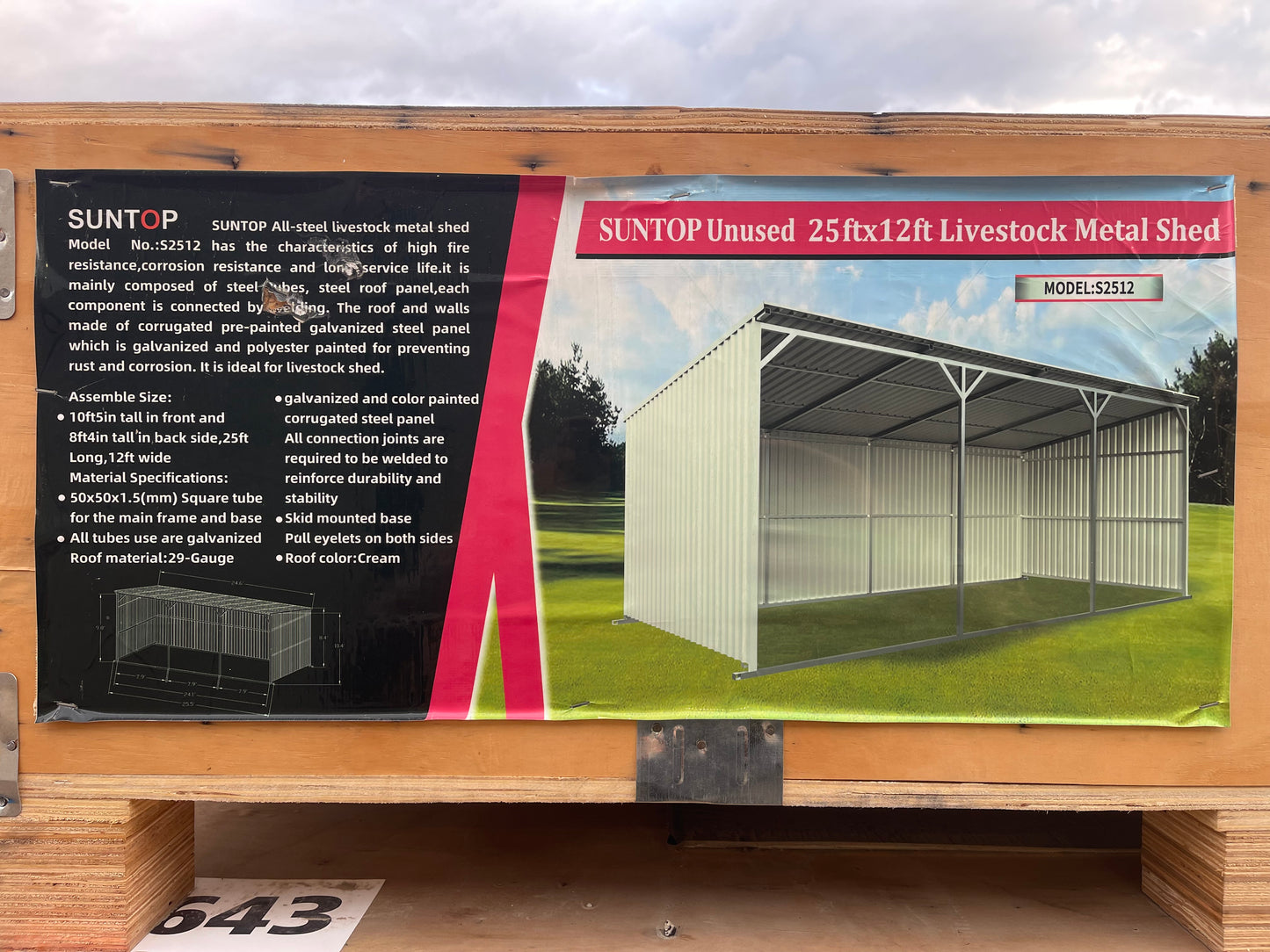 2025 New Suntop 25 ft x 12 ft Livestock Shelter Shed