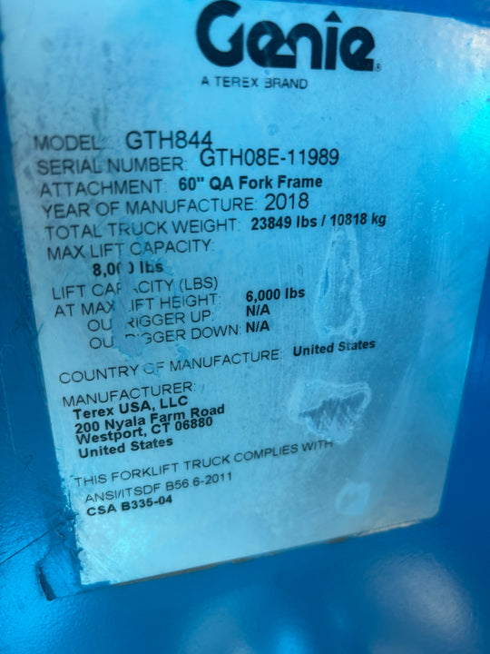 2018 Genie GTH-844 -Warranty- Forklift  *Hrs.2475* Telehandler (id.1989d)