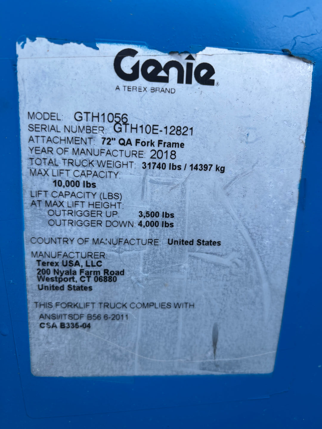 2018 Genie GTH-1056 -Warranty- Forklift Telehandler (id.12821b)