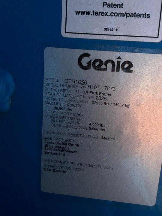 2025 New! *In Stock* Genie GTH-1056 Forklift Telehandler (id.7873b)