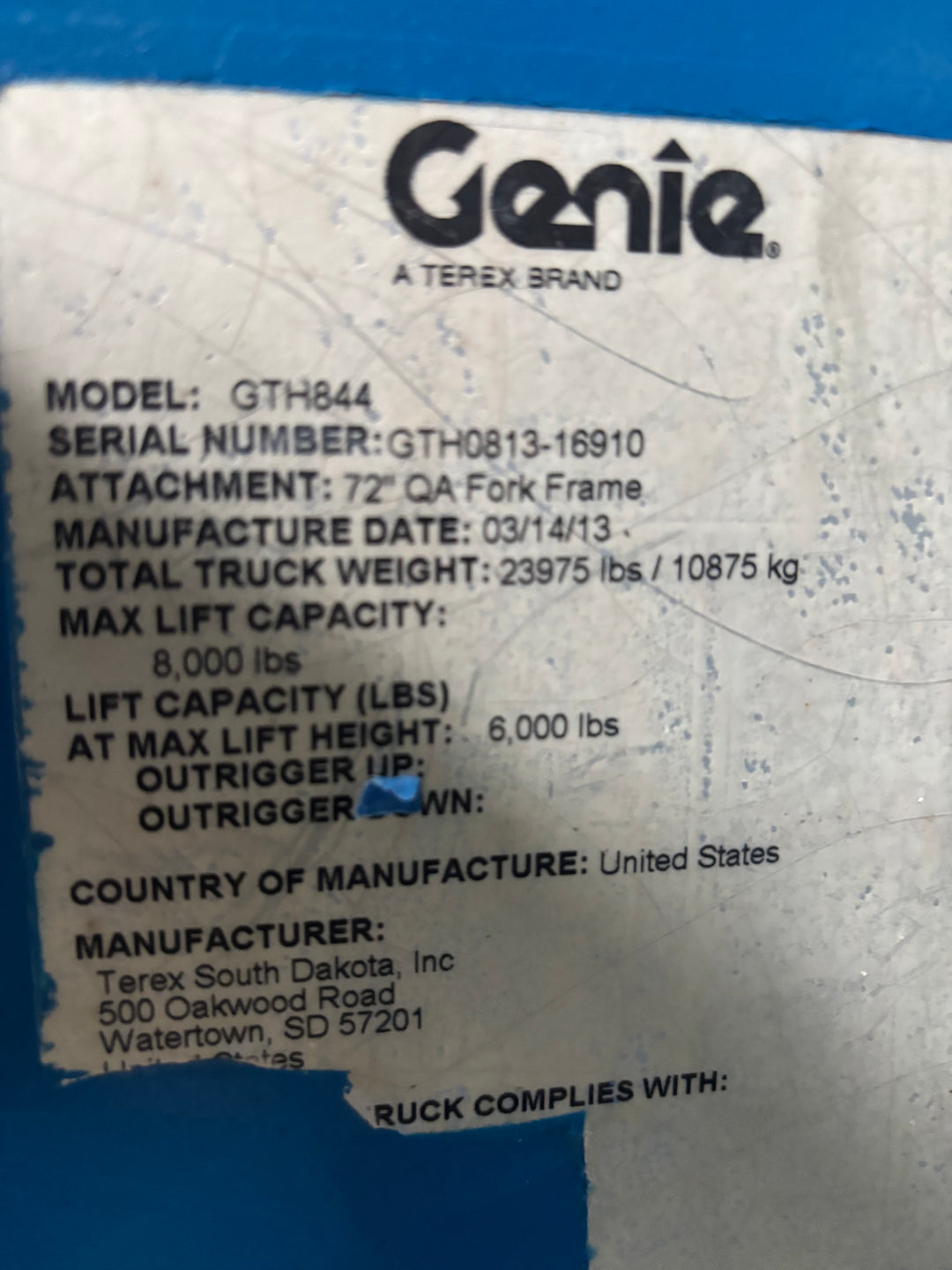 2013 Genie GTH-844 Forklift Telehandler *1 Yr Warranty* Forklift Telehandler (id.6910)
