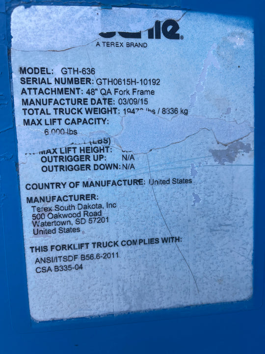 2015 Genie GTH-636 -Warranty- Forklift Telehandler (id 0192e)