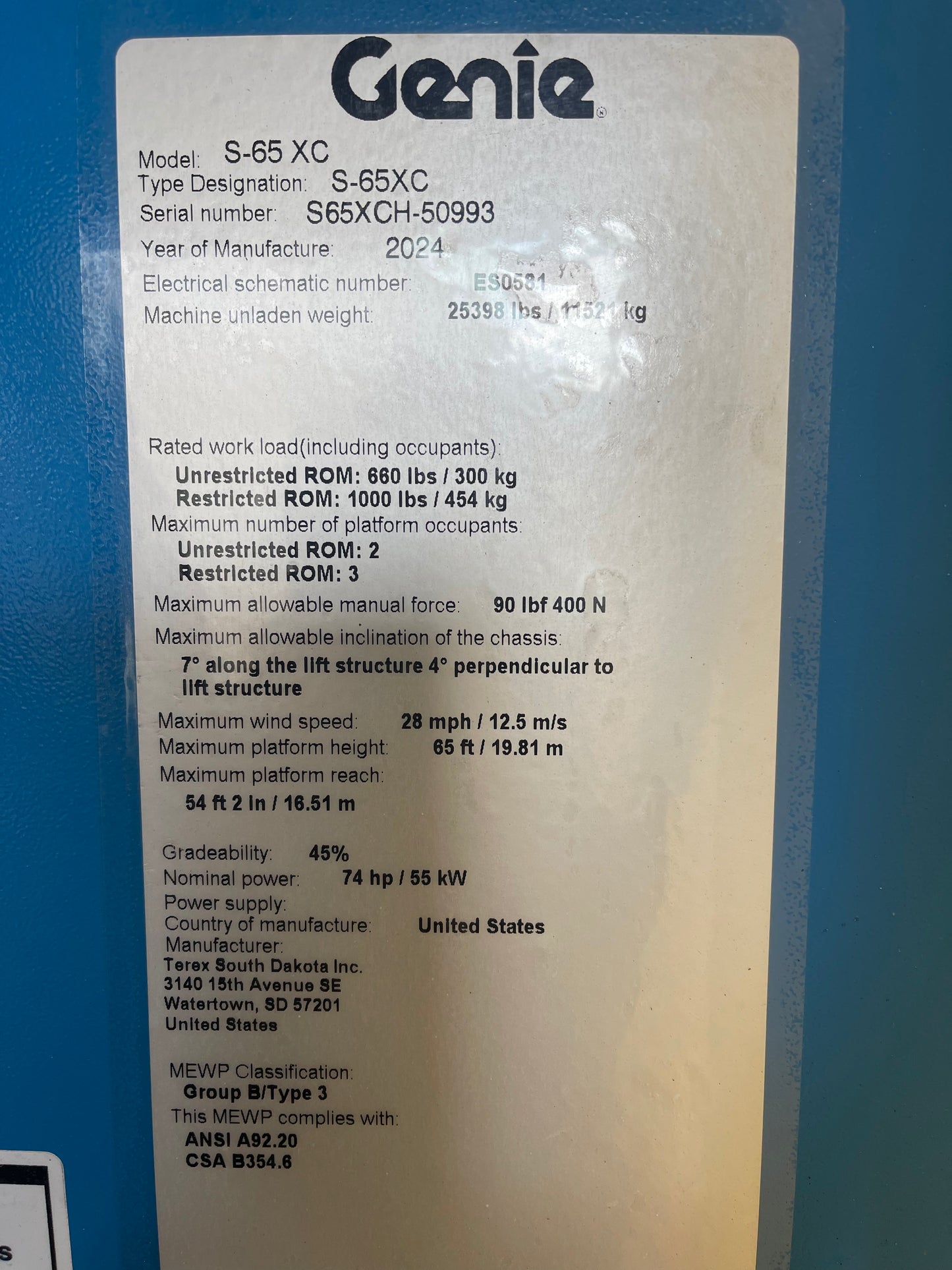 2024 New! -In Stock-Genie S-65 XC 65' Boomlift Manlift (id.0993)