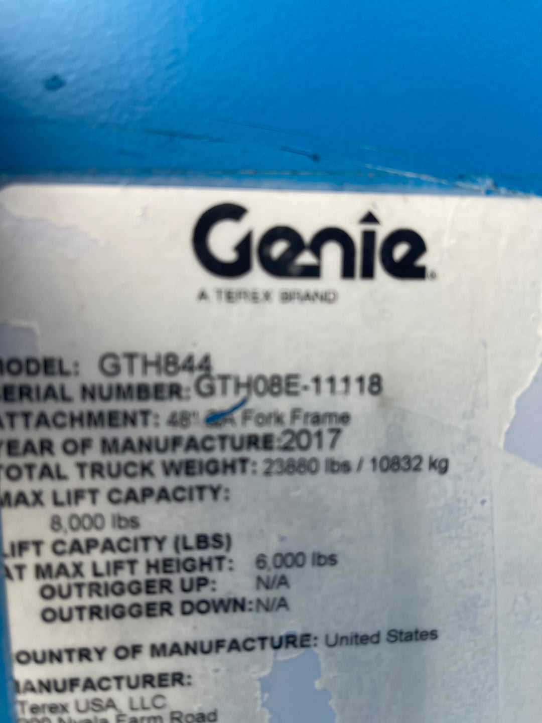 2017 Genie GTH-844 -Warranty- Forklift Telehandler (id 1118d)