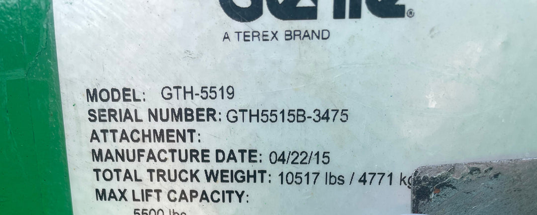 19 ft 2015 Genie GTH-5519 Forklift Telehandler-Hrs. 1680- (id.3475)