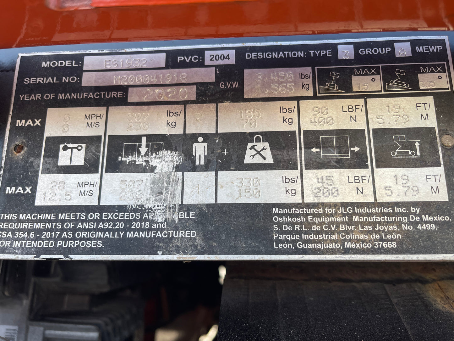 2020 JLG ES1932 19 ft -Warranty- Scissorlift (id.1918)