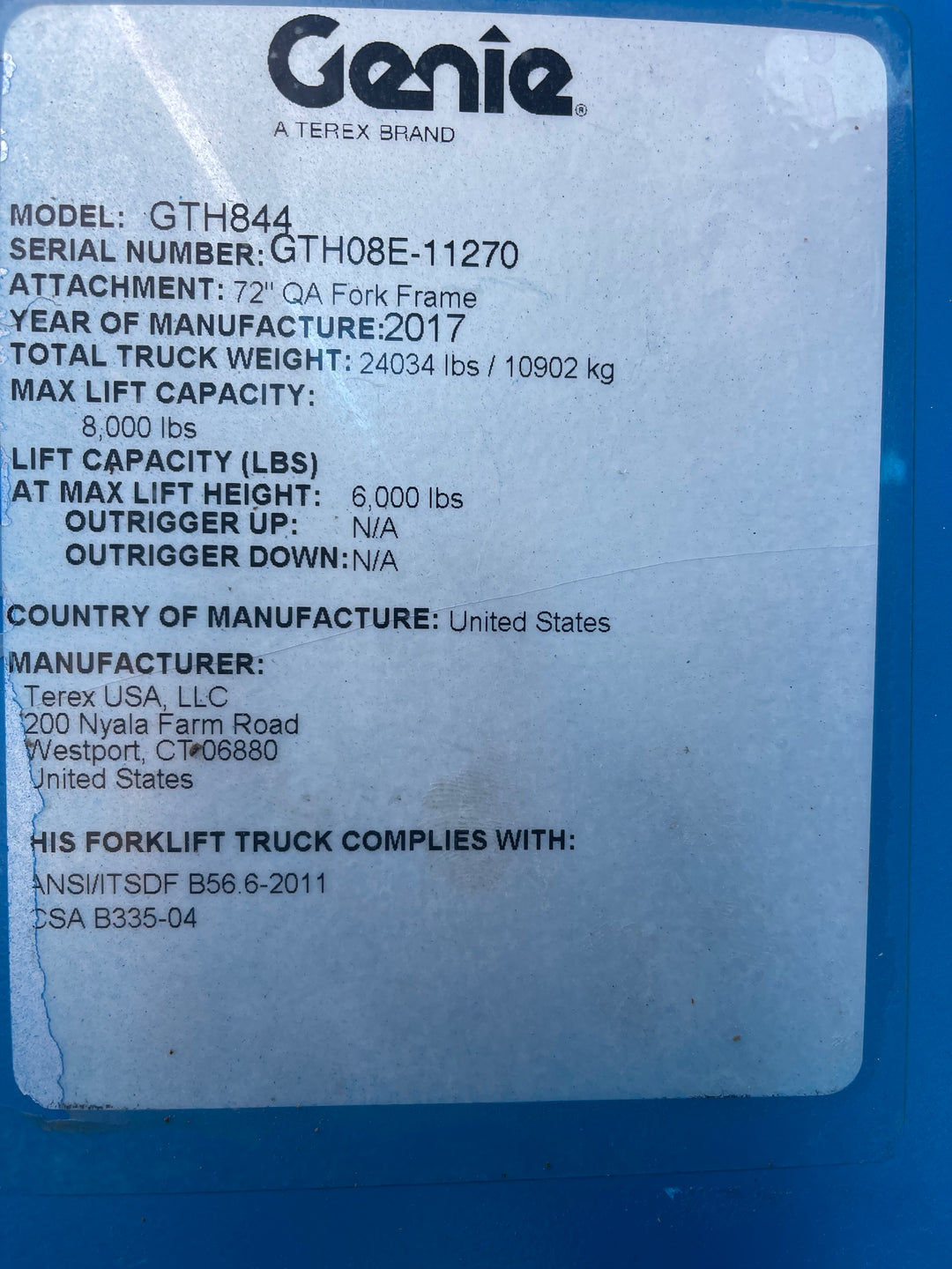 2017 Genie GTH-844 -Warranty- Forklift Telehandler (id.1270)
