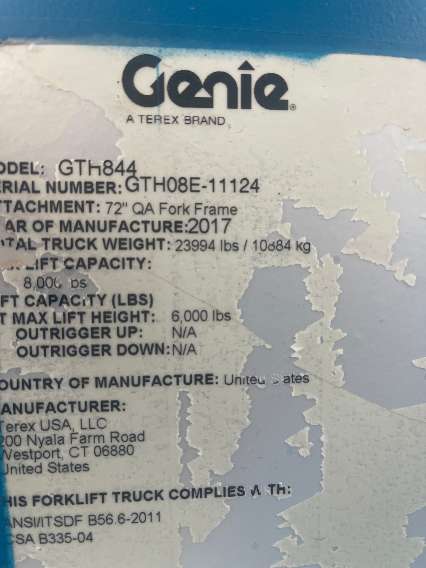 2017 Genie GTH-844 -Warranty- Forklift Telehandler (id.1124)