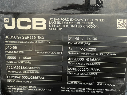 2024 JCB  510-56 Forklift Telehandler *1 Year Warranty* (id.1543)