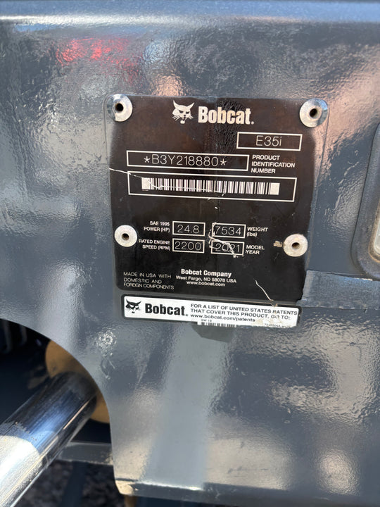 2021 Bobcat E35i Mini Ex (Hrs 436) (id.8880)