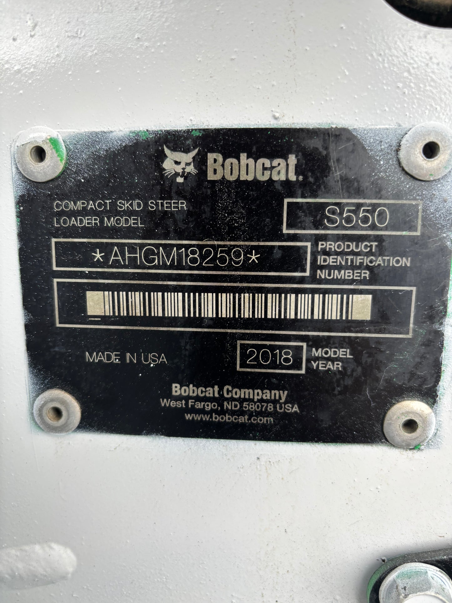 2018 Bobcat S550 Skid Steer -1299 Hrs- (id.8259c)