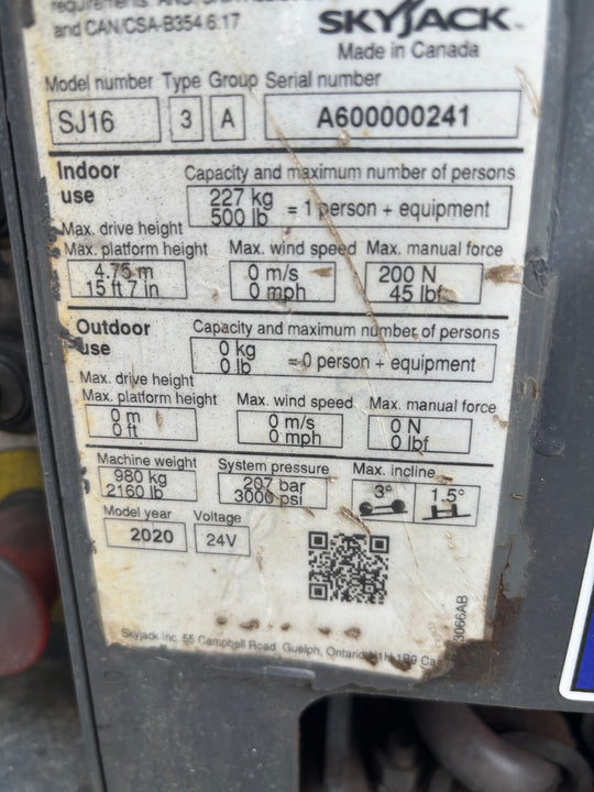 16' 2020 Skyjack SJ16 Scissorlifts -Two Year Warranty- (id.0241c)