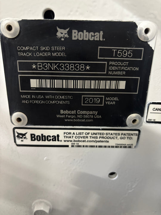 2019 Bobcat T595 Skid Steer -1798 Hours- (Id.3838)