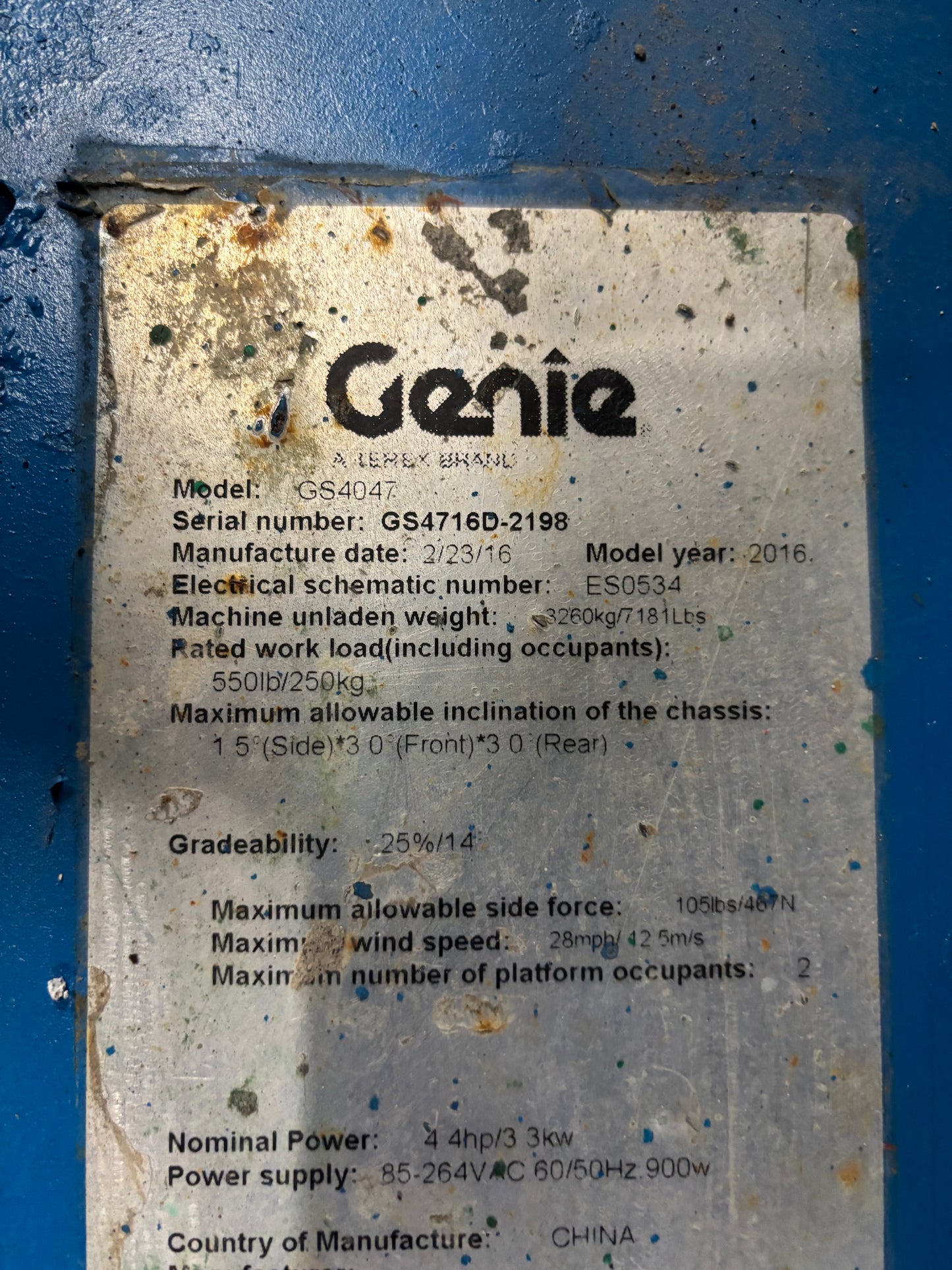 2016 Genie GS 4047 (40') -2 Yr Warranty- Scissor Lift (Id.2198b)