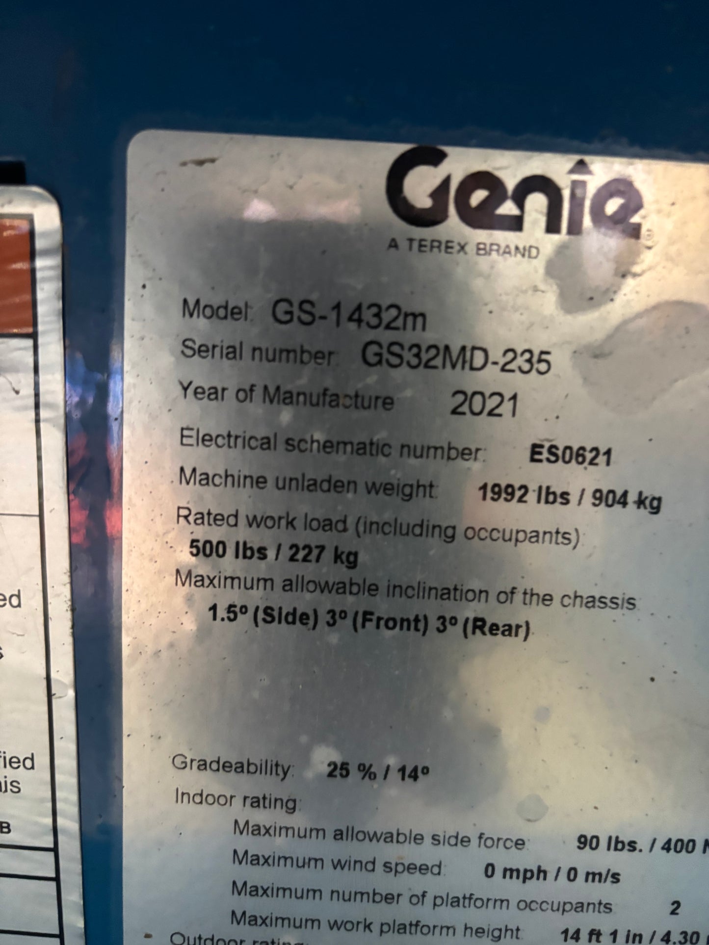 2021 Genie GS-1432m 14' -2 yr Warranty- Scissorlift (id.D235e)
