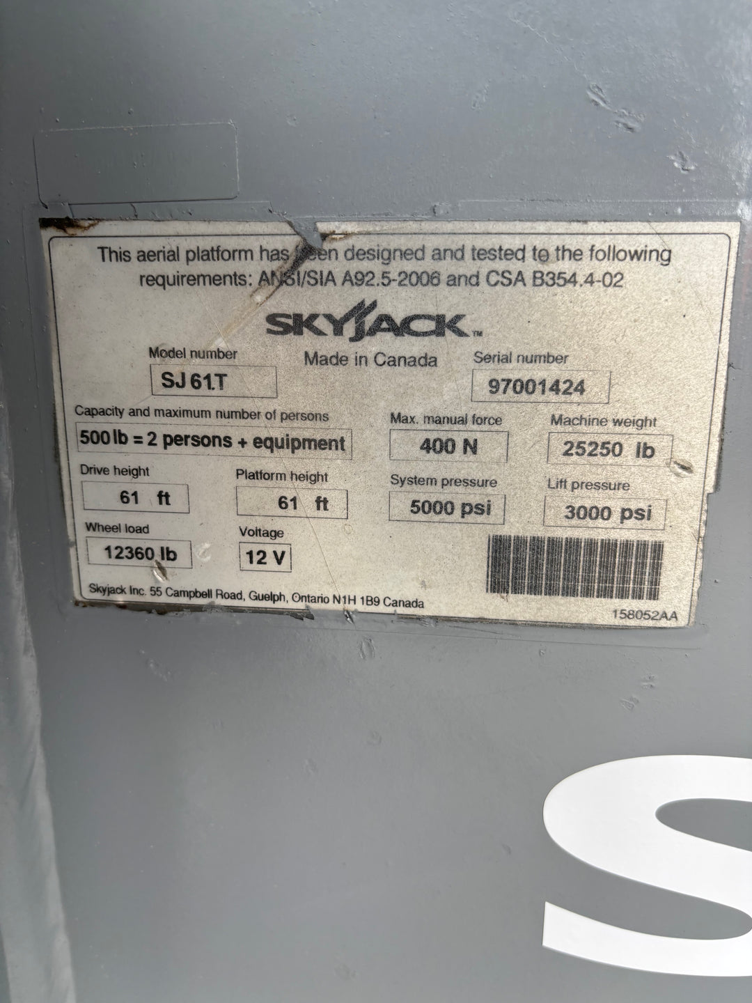 2015 *Warranty* Skyjack SJ61 T (61') Boomlift Manlift (id.1424e)