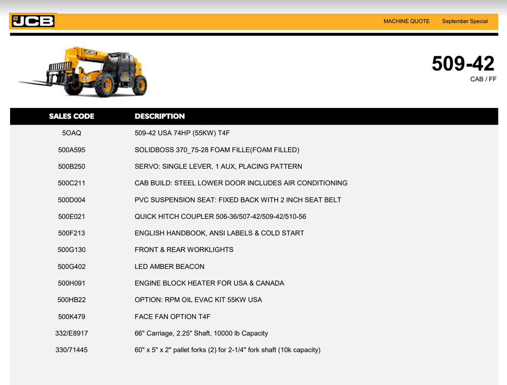 2024 New JCB 509-42 Forklift/Telehandler For Sale