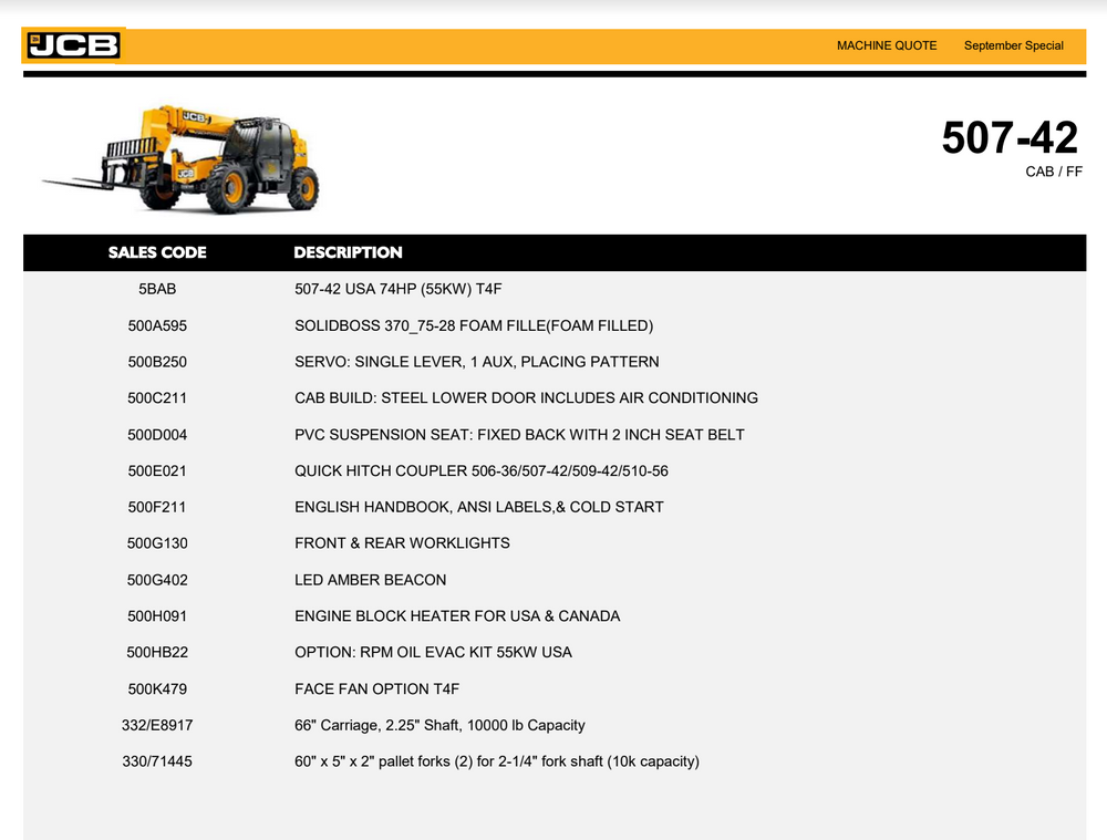 2024 New JCB 507-42 Enclosed Cab Forklift/Telehandler For Sale