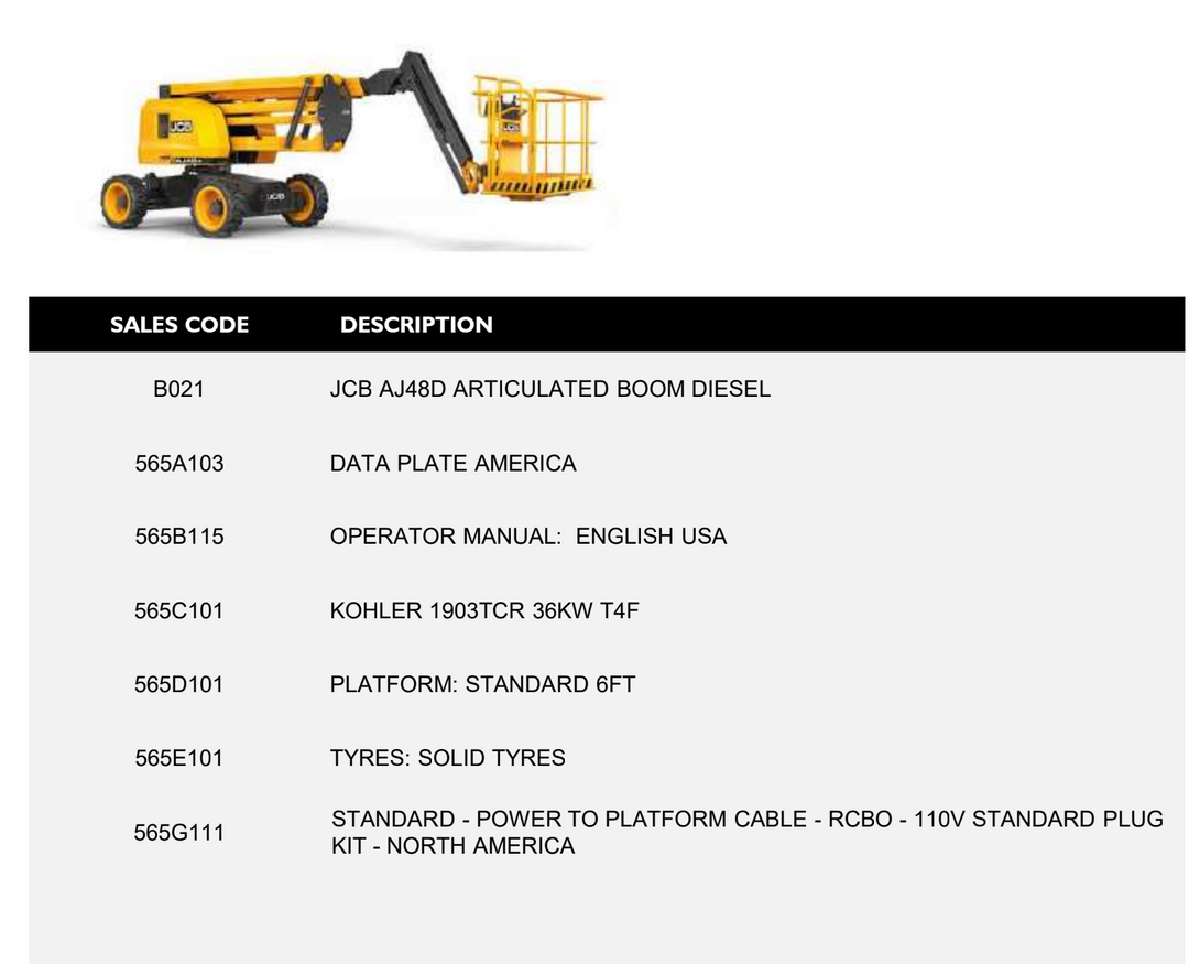 2024 New! JCB AJ48D 48' Reach Boomlift/Manlift