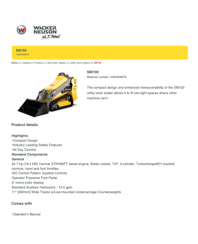 2025 New! Wacker Neuson SM100 Utility Track Loaders