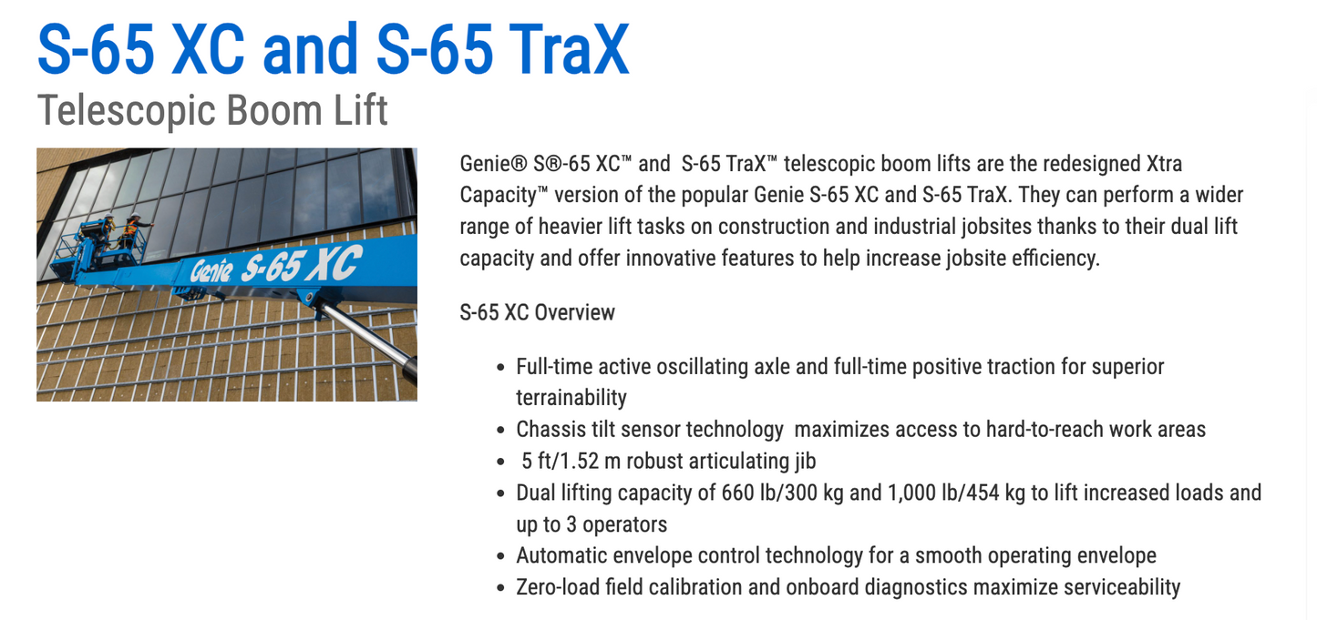 2024 New! -In Stock-Genie S-65 XC 65' Boomlift Manlift (id.0993)