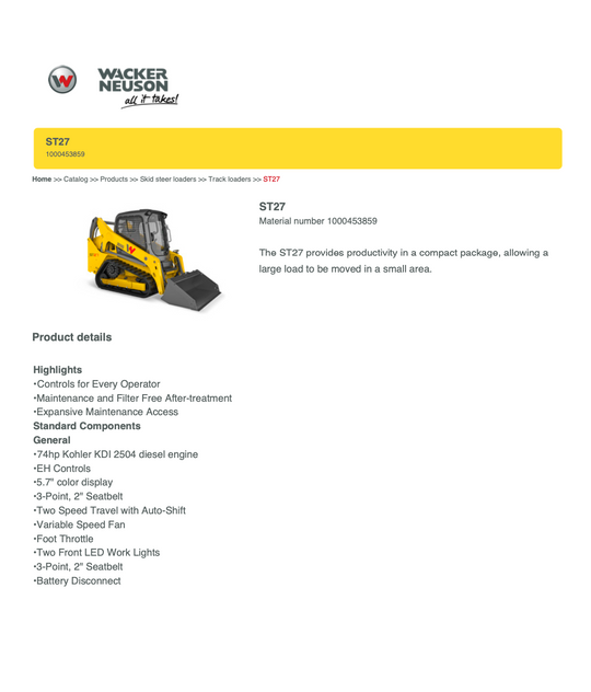 2025 New! Wacker Neuson ST27 Track Loader Skid Steer