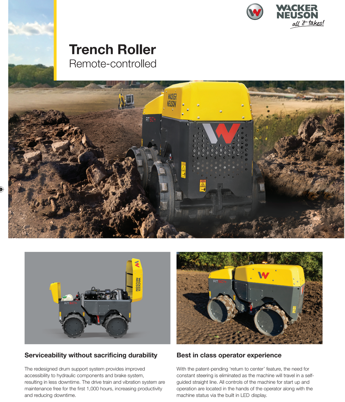 2025 New! *In Stock* Wacker Neuson RTD-SC4 Standard 32" Trench Compactor