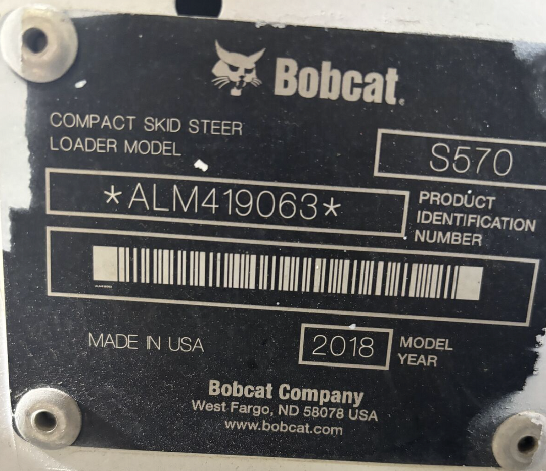 2019 Bobcat S570 Skid Steer -1257 Hours- (Id.9063e)