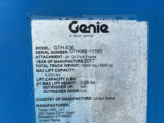 2018 Genie GTH-636 -Warranty- Forklift  *Hrs.1386* Telehandler (id.1750f)