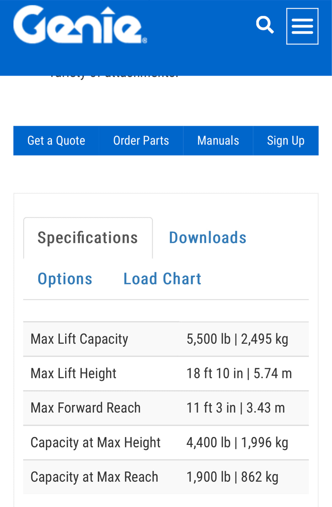 2023 Genie GTH-5519 Forklift Forklift/Telehandler 5500 lbs 19' Reach For Sale